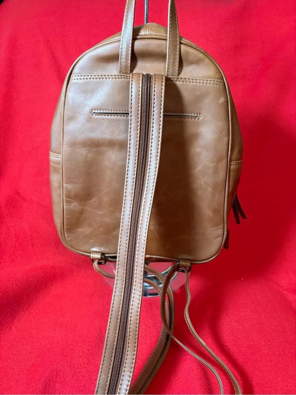 Tommy Bahama Brown Leather Convertible Backpack Crossbody Bag Braided Zips